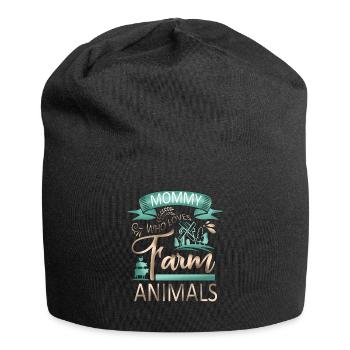 Maman qui aime les animaux de ferme - Cow Pig Goat Lover - Bonnet en jersey - noir - Devant