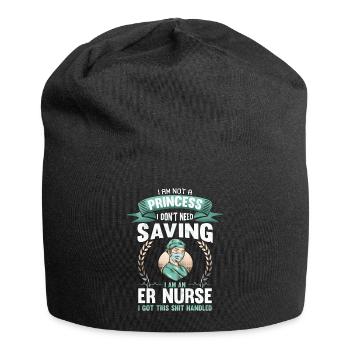 Lustige ER-Krankenschwester Ich bin keine Prinzessin Krankenschwester Sarkasmus - Jersey-Beanie - Schwarz - Vorne