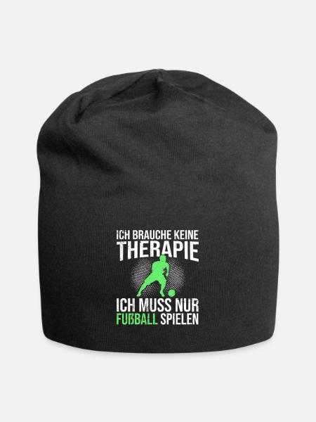 Fußball Therapie Spruch - Jersey-Beanie - Schwarz