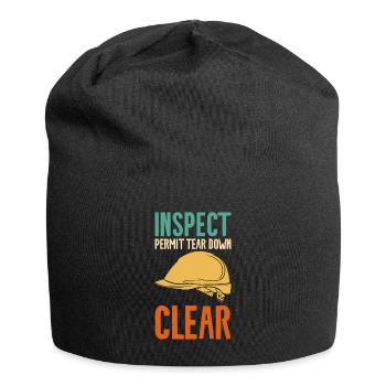 Inspect Permit Tear Down Clear Home Improvement Ha - Jersey Beanie - black - Front