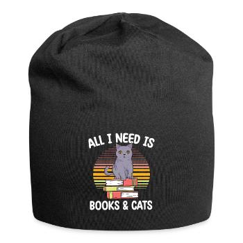 All I Need Is Books And Cats Reader Funny Cats - Jersey Beanie - black - Front