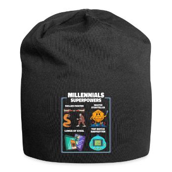 Lustige Millennial Nerdy Old Skool Hobbys Cartoon - Jersey-Beanie - Schwarz - Vorne