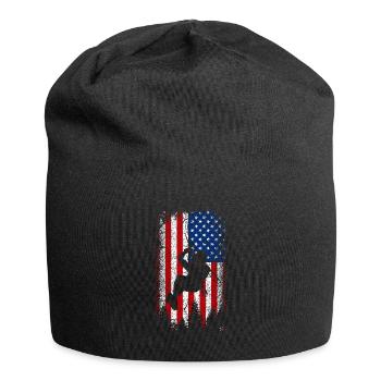Tyrolienne drapeau américain usa 4 juillet - Bonnet en jersey - noir - Devant