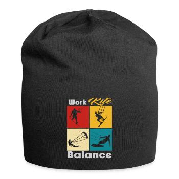 Work Kite Balance. Lifestyle Vintage Design, Work - Jersey-Beanie - Schwarz - Vorne
