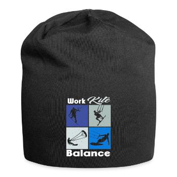 Work Kite Balance. Lifestyle Vintage Design, Work - Jersey-Beanie - Schwarz - Vorne