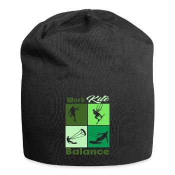 Work Kite Balance. Lifestyle Vintage Design, Work - Jersey-Beanie - Schwarz - Vorne