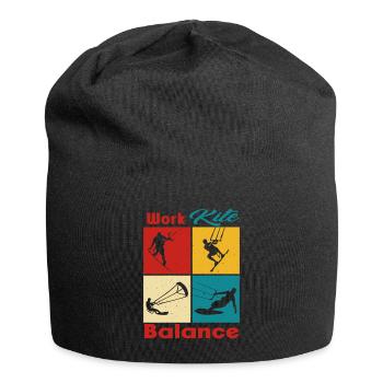 Work Kite Balance. Lifestyle Vintage Design, Work - Jersey-Beanie - Schwarz - Vorne