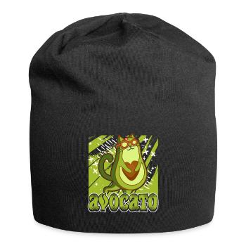 Avocato Mix aus Avocado und Katze für Vegetarier - Jersey-Beanie - Schwarz - Vorne