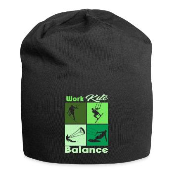 Work Kite Balance. Lifestyle Vintage Design, Work - Jersey-Beanie - Schwarz - Vorne