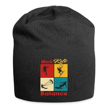 Work Kite Balance. Lifestyle Vintage Design, Work - Jersey-Beanie - Schwarz - Vorne