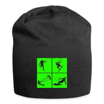 Kite Surfing, Kite Board, Lifestyle Vintage Design - Jersey Beanie - black - Front