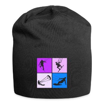 Kite Surfing, Kite Board, Lifestyle Vintage Design - Jersey Beanie - black - Front