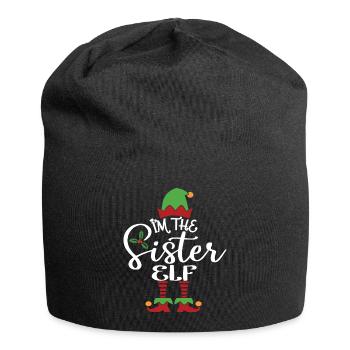 Schwester Elf Niedliches lustiges passendes Weihnachtskostüm - Jersey-Beanie - Schwarz - Vorne