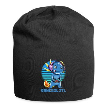 Gamesolotl Axolotl als Gamer mit Headset Anime - Jersey-Beanie - Schwarz - Vorne