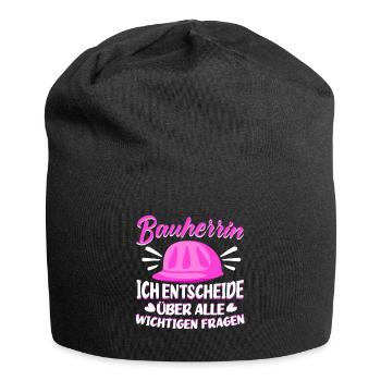 Bauherrin Hausbau Entscheide über wichtige Frage - Jersey-Beanie - Schwarz - Vorne
