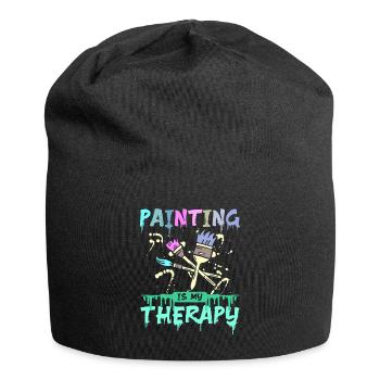 Painting is my therapy - Jersey Beanie - black - Front