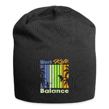 Work Kite Balance. Lifestyle Vintage Design, Work - Jersey-Beanie - Schwarz - Vorne