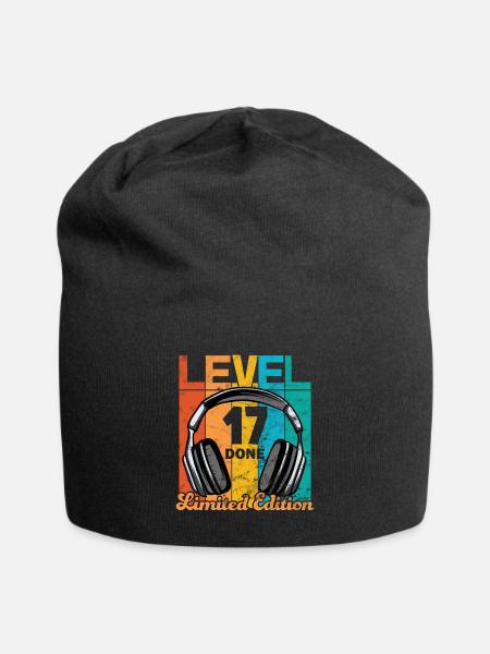 Anniversaire de jeu 17 ans Niveau 17 Terminé - Bonnet en jersey - noir