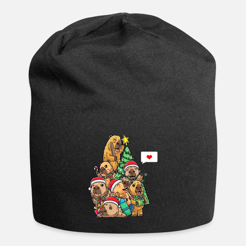 Capybara Noël Drôle Noël - Bonnet en jersey - noir