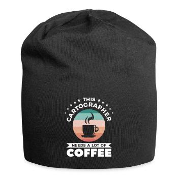 Retro This Cartographer Needs A Lot Of Coffee Cart - Jersey Beanie - black - Front