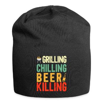 Bbq Grill Meat Lovers Grill Party Food Bbq - Jersey Beanie - black - Front