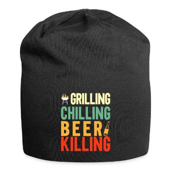 Bbq Grill Meat Lovers Grill Party Food Bbq - Jersey Beanie - black - Front