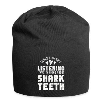 Megalodon Shark Tooth Fossil Collectible Gift - Jersey Beanie - black - Front