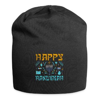 Jewish Christmas Happy Hanukkah Pattern - Jersey-Beanie - Schwarz - Vorne