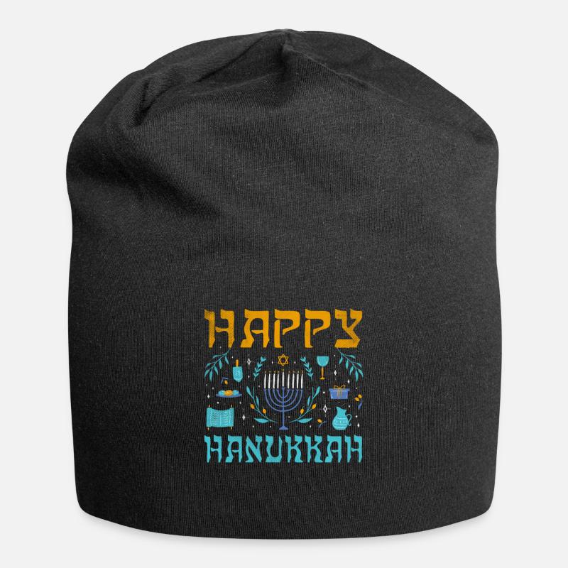 Noël juif Joyeux Hanoukka Modèle - Bonnet en jersey - noir