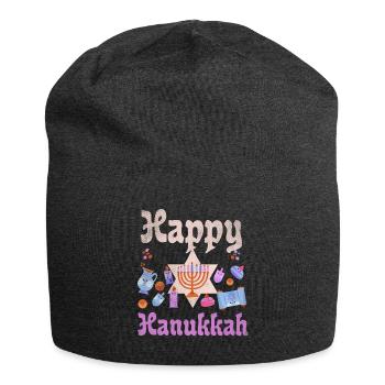 Jewish Christmas Kawaii Happy Hanukkah - Jersey-Beanie - Anthrazit - Vorne