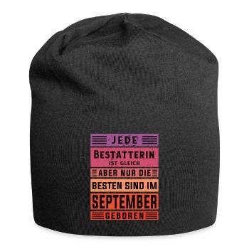 Friedhof Geburtstag September geboren Bestatterin - Jersey-Beanie - Schwarz - Vorne