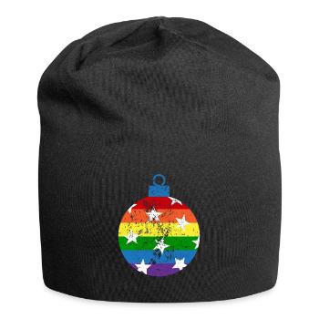 Regenbogen Weihnachtskugel Queer Gay Pride - Jersey-Beanie - Schwarz - Vorne