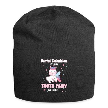 Am Tag Zahntechniker in der Nacht Zahnfee Einhorn - Jersey-Beanie - Anthrazit - Vorne