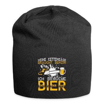 Kettensäge Bier Benzin Motorsäge Holz Arbeiter Ges - Jersey-Beanie - Schwarz - Vorne