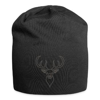 Bois de cerf rouge avec bois de cerf - Bonnet en jersey - noir - Devant