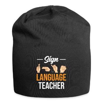 Gebärdensprache Lehrer Awareness Gebärden Gestik - Jersey-Beanie - Schwarz - Vorne