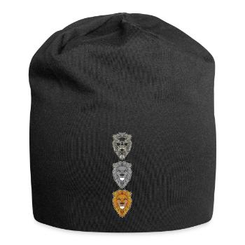 Lion Animal Head Predator Animal Motif with Wildlife - Jersey Beanie - black - Front