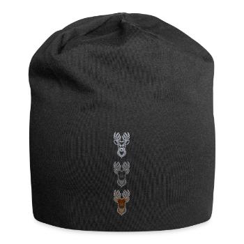 Bois de cerf rouge avec bois de cerf - Bonnet en jersey - noir - Devant
