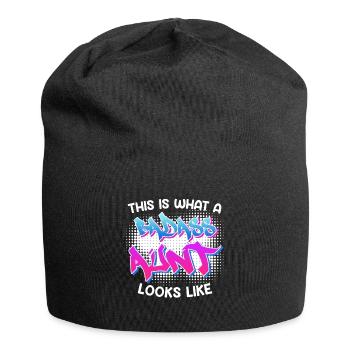 This is what a cool aunt from Bad Ass looks like Aunt - Jersey Beanie - black - Front