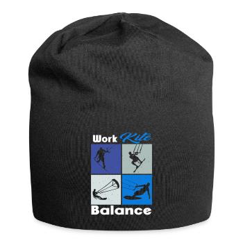 Work Kite Balance. Lifestyle Vintage Design, Work - Jersey Beanie - black - Front