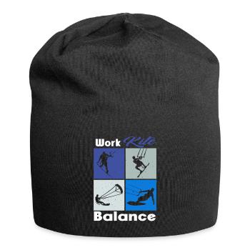 Work Kite Balance. Lifestyle Vintage Design, Work - Jersey Beanie - black - Front