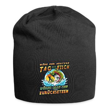 Wäre der heutige Tag ein Fisch, würde man ihn - Jersey-Beanie - Schwarz - Vorne