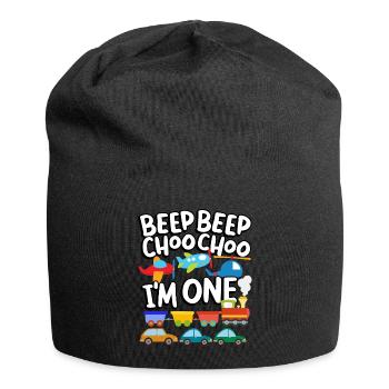 Beep Beep Choo Choo I'm One Toy Train Car 1. - Jersey Beanie - black - Front