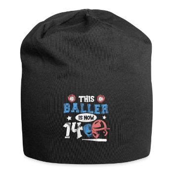 This Baller is now 14 Baseball 14th Birthday - Jersey Beanie - black - Front