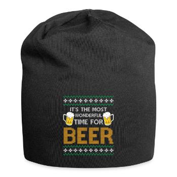 X-Mas Saying - It's the Most Wonderful Time For a - Jersey-Beanie - Schwarz - Vorne