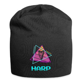 Retro Vintage Classic Harp Instrument Guita - Jersey Beanie - black - Front
