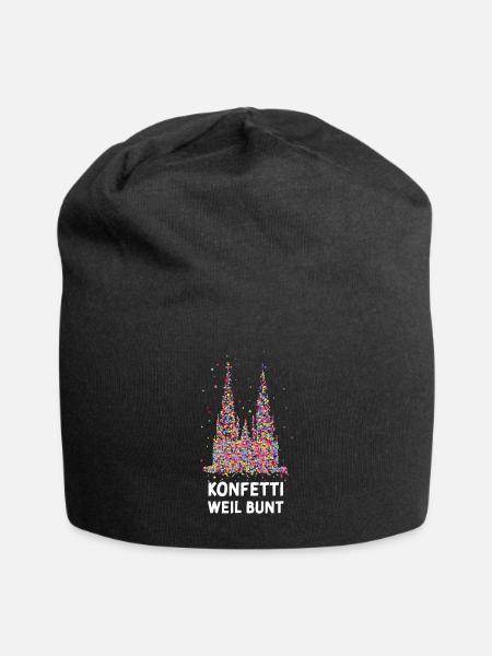 Kölner Dom Karneval Konfetti Fastelovend Jeck - Jersey-Beanie - Schwarz