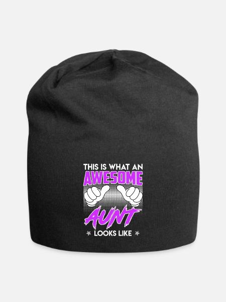 So sieht eine super Tante aus Nichte Neffe Tante - Jersey-Beanie - Schwarz