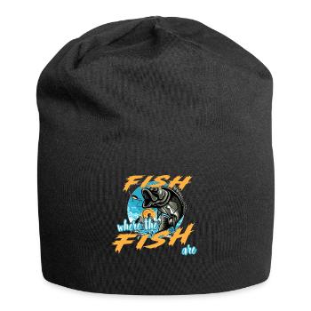 Pêchez là où se trouvent les poissons. Pêche, Pêche - Bonnet en jersey - noir - Devant