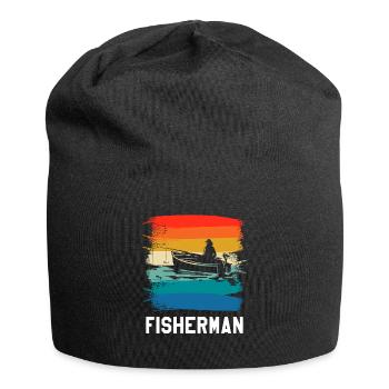 Retro Vintage Classic Fisherman Fishing - Jersey Beanie - black - Front